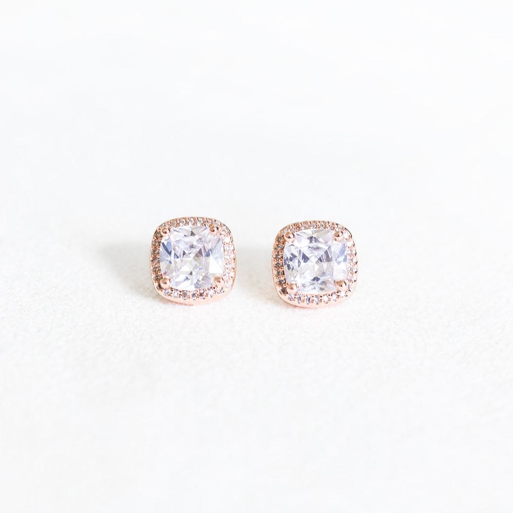 |Rose Gold Cushion Cut Earrings