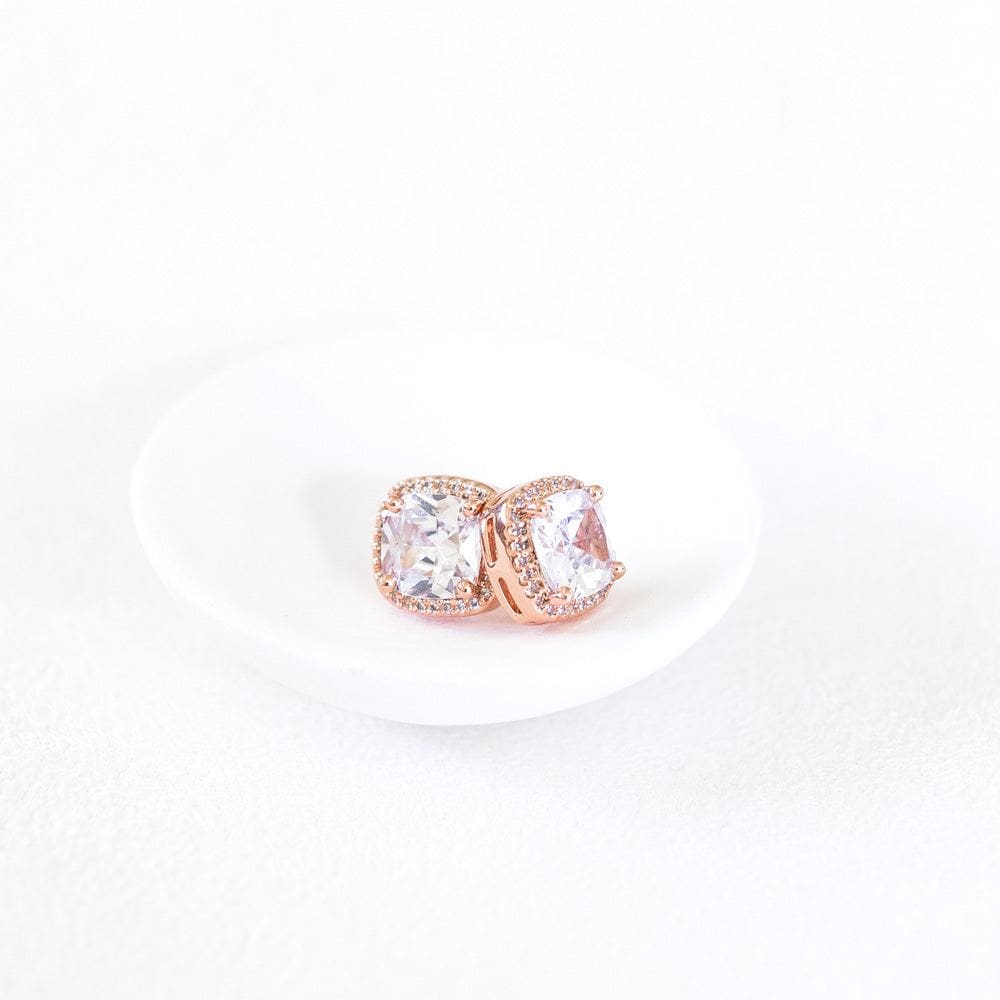 |Rose Gold Cushion Cut Earrings