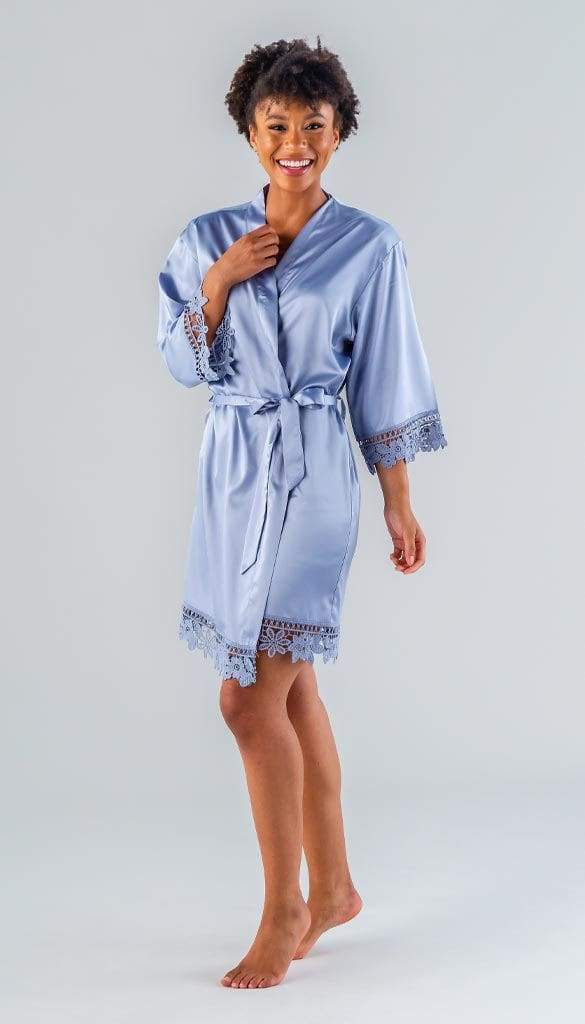 Satin Lace Bridal Bridesmaid Robes Kennedy Blue