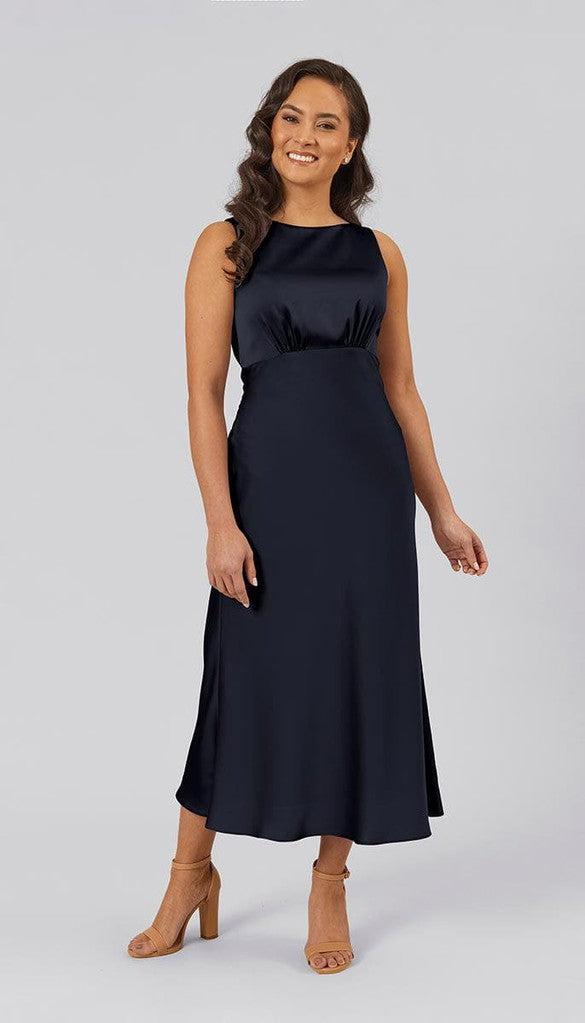 Wendy Short Satin Bridesmaid Dress | Kennedy Blue Navy Blue Wendy Short Satin Bridesmaid Dress | Kennedy Blue Navy Blue