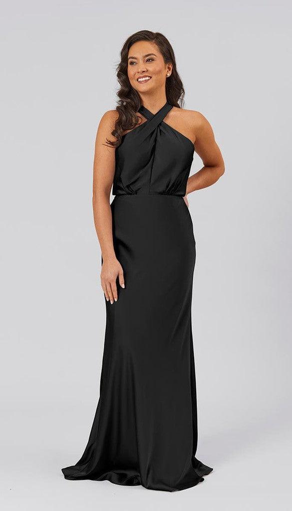 Zara High Neck Satin Bridesmaid Dress | Kennedy Blue 18 / Black Zara High Neck Satin Bridesmaid Dress | Kennedy Blue 18 / Black
