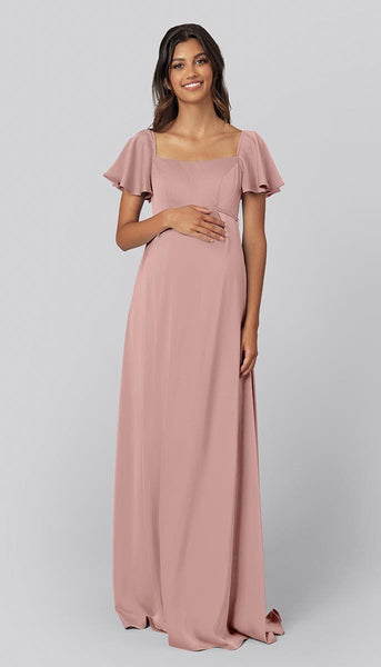 Maternity Clothes Maternity Bridesmaid Dresses Dusty Rose Azazie A-Line  V-Neck Floor-Length Tulle Maternity