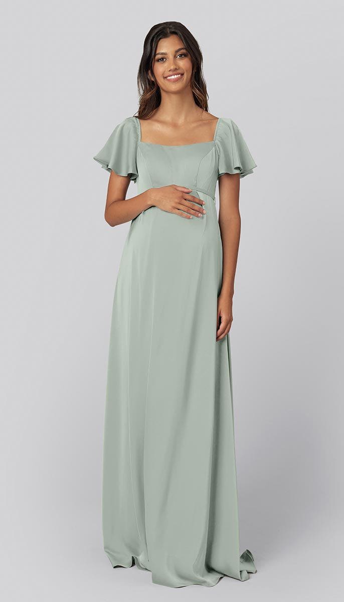 Satin Maternity Bridesmaid Dress | Kennedy Blue Robin Sea Foam Satin Maternity Bridesmaid Dress | Kennedy Blue Robin Sea Foam