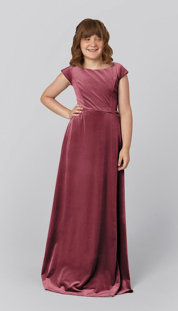 Velvet Junior Bridesmaid Dress | Kennedy Blue Sally Latte Velvet Junior Bridesmaid Dress | Kennedy Blue Sally Latte