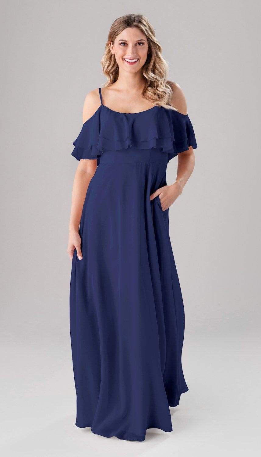 logan off the shoulder evening dress Kennedy Blue Logan Bridesmaid Dress Wedding Shoppe