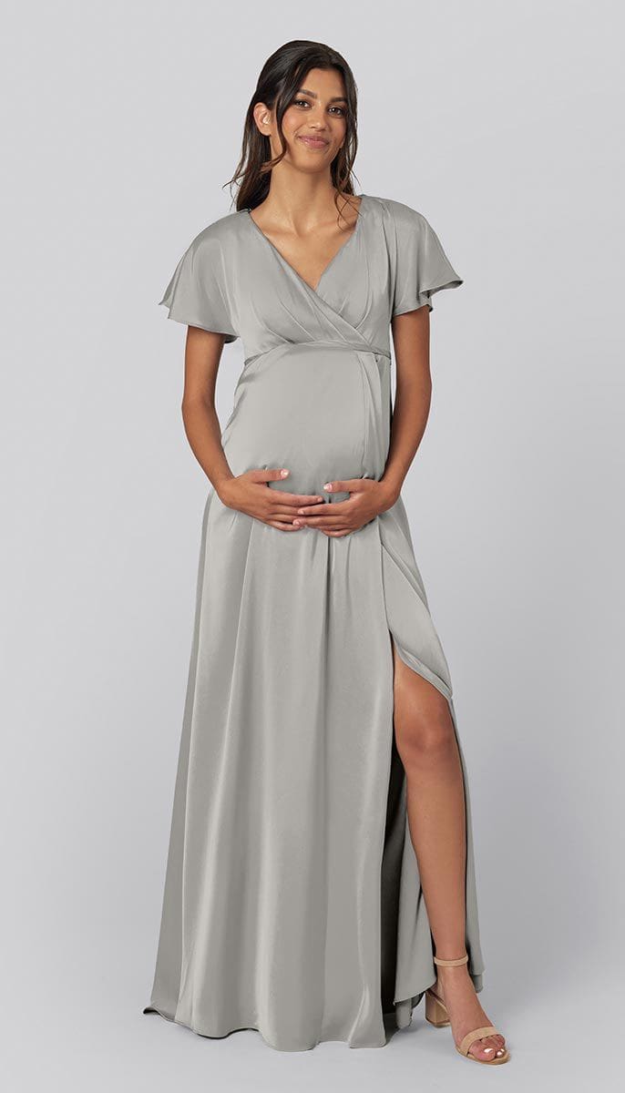 light grey maternity dress Elegant and Cute Round Neck Wholesale Maternity Dress main image 0