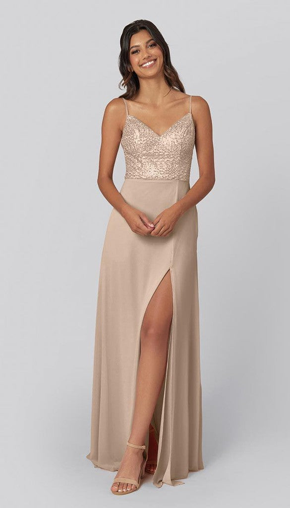 Gold Sequins One Shoulder Bridesmaid Dresses, MBD189 | Musebridals