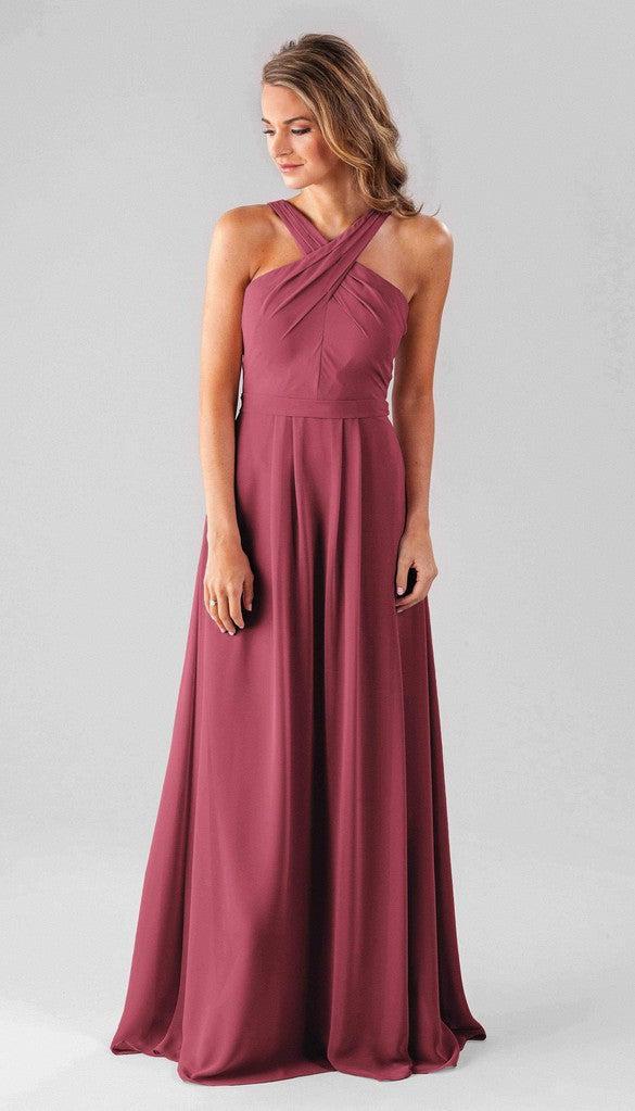 kennedy blue elena bridesmaid dress Elena Luxe Satin High Neck Bridesmaids Dress