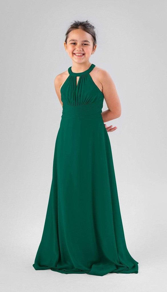 satin pleated bridesmaid dress Kennedy Blue Lanie Junior Bridesmaid Dress